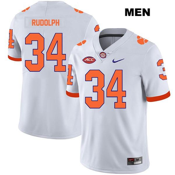 Men's Clemson Tigers #34 Logan Rudolph Stitched White Legend Authentic Nike NCAA College Football Jersey KUI5746VO